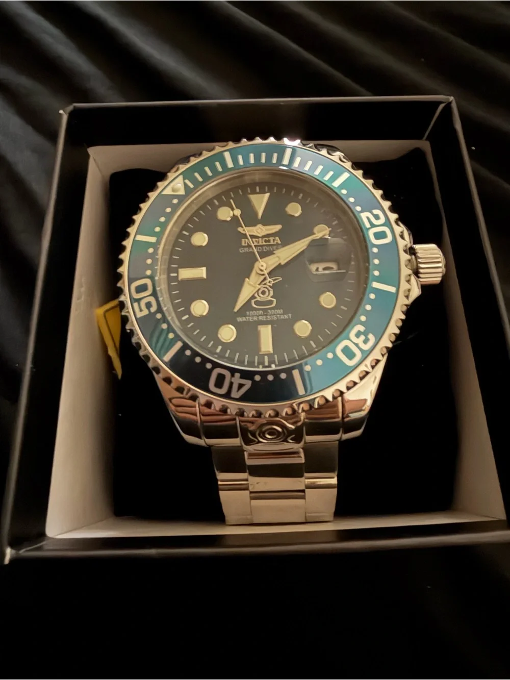 Invicta Silver Stainless Steel Men's Automatic Watch with Blue Dial